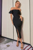 Load image into Gallery viewer, Off Shoulder Little Black Dress with Slit