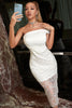 Load image into Gallery viewer, White One Shoulder Cocktail Dress with Lace