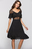 Load image into Gallery viewer, A-line Black Cocktail Dress with Lace