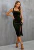 Load image into Gallery viewer, Velvet Black Cocktail Party Dress with Slit