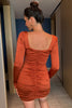 Load image into Gallery viewer, Orange Long Sleeves Cocktail Dress with Ruffles