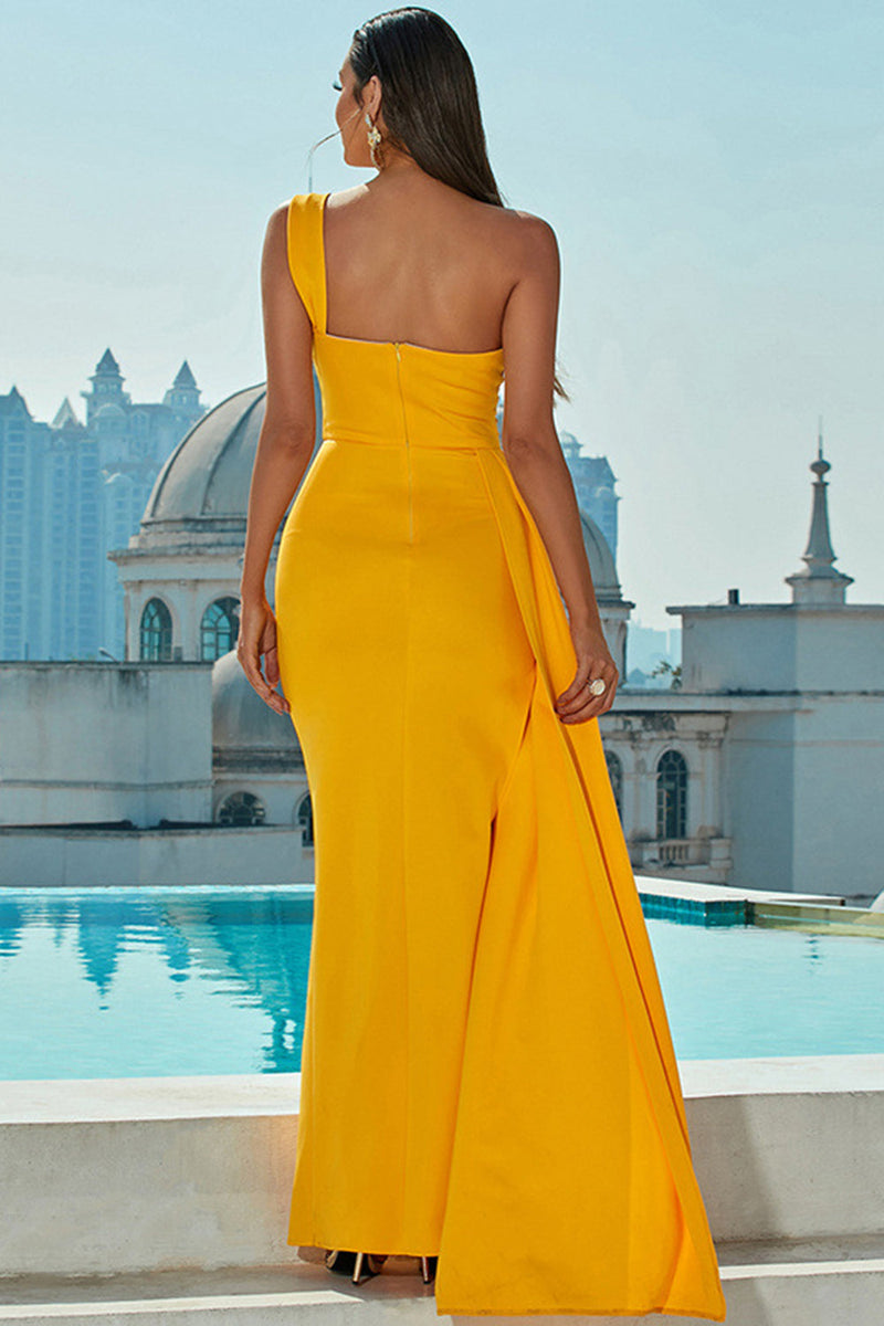 Yellow Mustard Corset Dress with Side Slit – Walone LLC