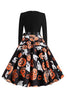 Load image into Gallery viewer, Black Pumpkin Lantern Printed Halloween Dress