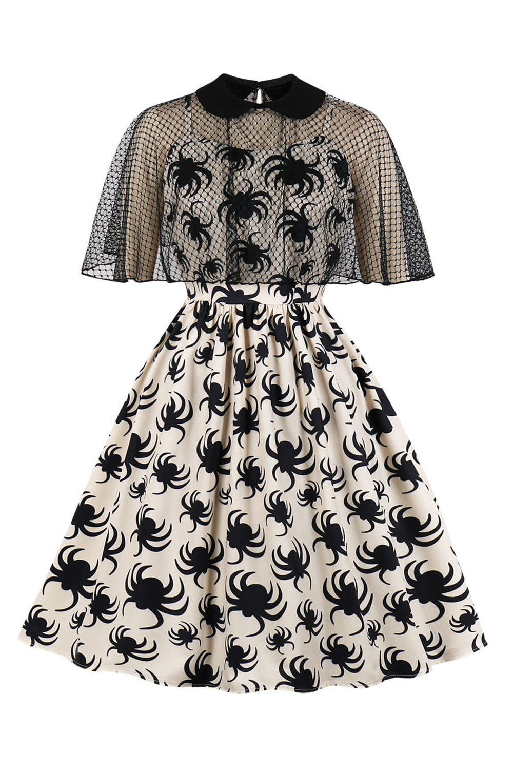 White Spider Halloween Dress with Short Sleeves