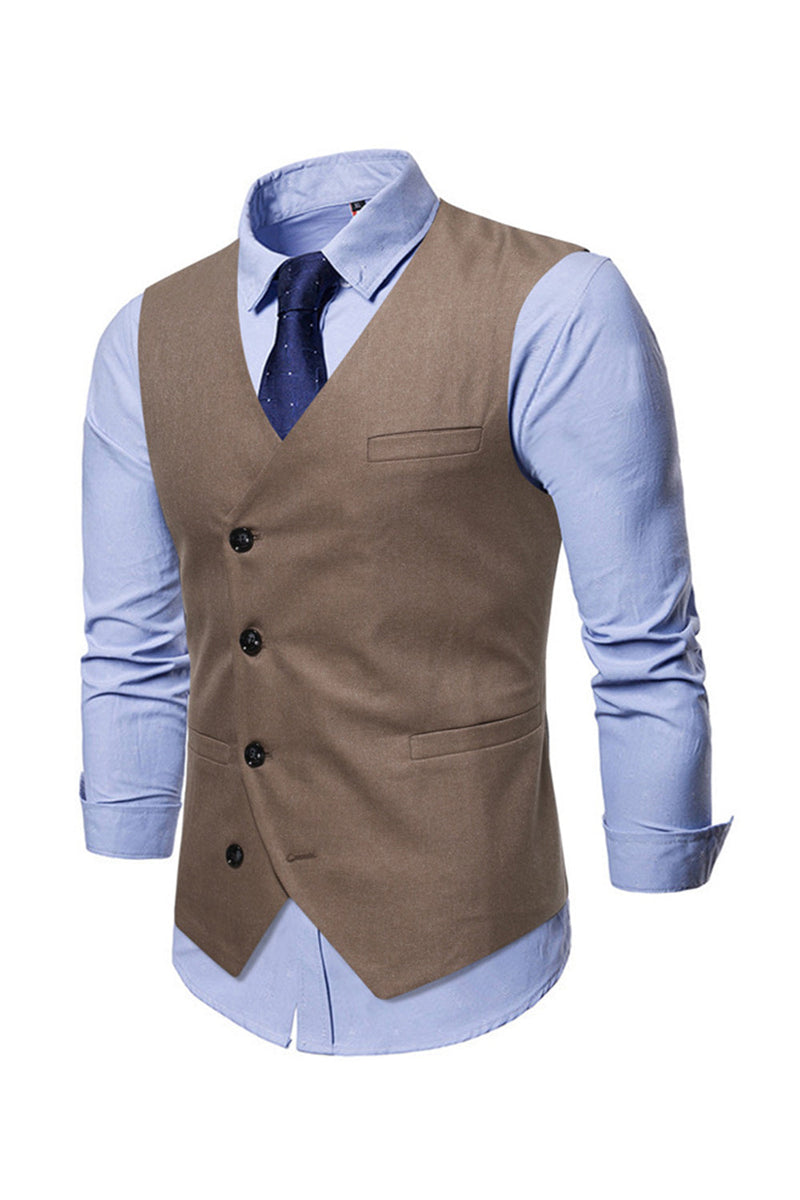 Load image into Gallery viewer, Single Breasted Slim Fit Men&#39;s Solid Color Suit Vest