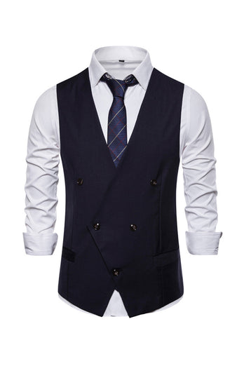 Double Breasted Men's Big V Neck Suit Vest