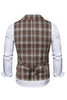Load image into Gallery viewer, Peak Lapel LinkedIn Striped Double Breasted Brown Mens Suits Vest