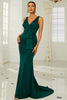 Load image into Gallery viewer, Dark Green V-Neck Mermaid Prom Dress