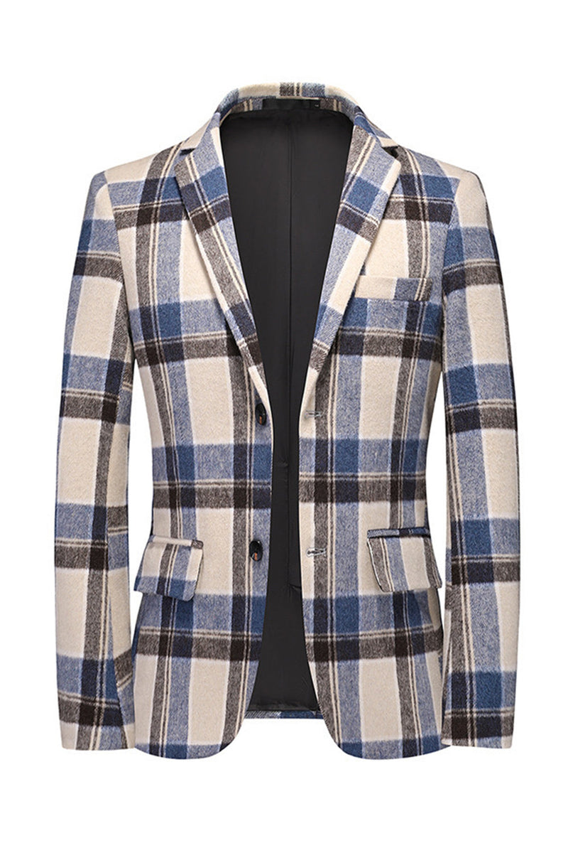 Load image into Gallery viewer, Blue Grid Blazer for Men