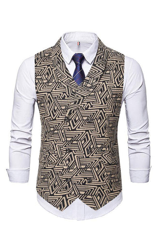 Shawl Collar Double Breasted Slim Fit Light Brown Men's Suit Vest