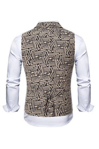 Shawl Collar Double Breasted Slim Fit Light Brown Men's Suit Vest
