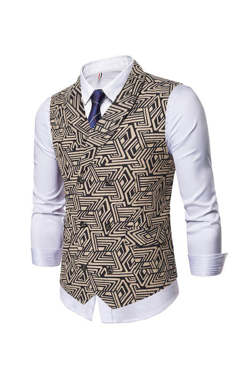 Load image into Gallery viewer, Shawl Collar Double Breasted Slim Fit Light Brown Men&#39;s Suit Vest