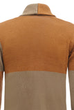 Brown Patchwork Shawl Collar Long Sleeves Men's Cardigan Sweater