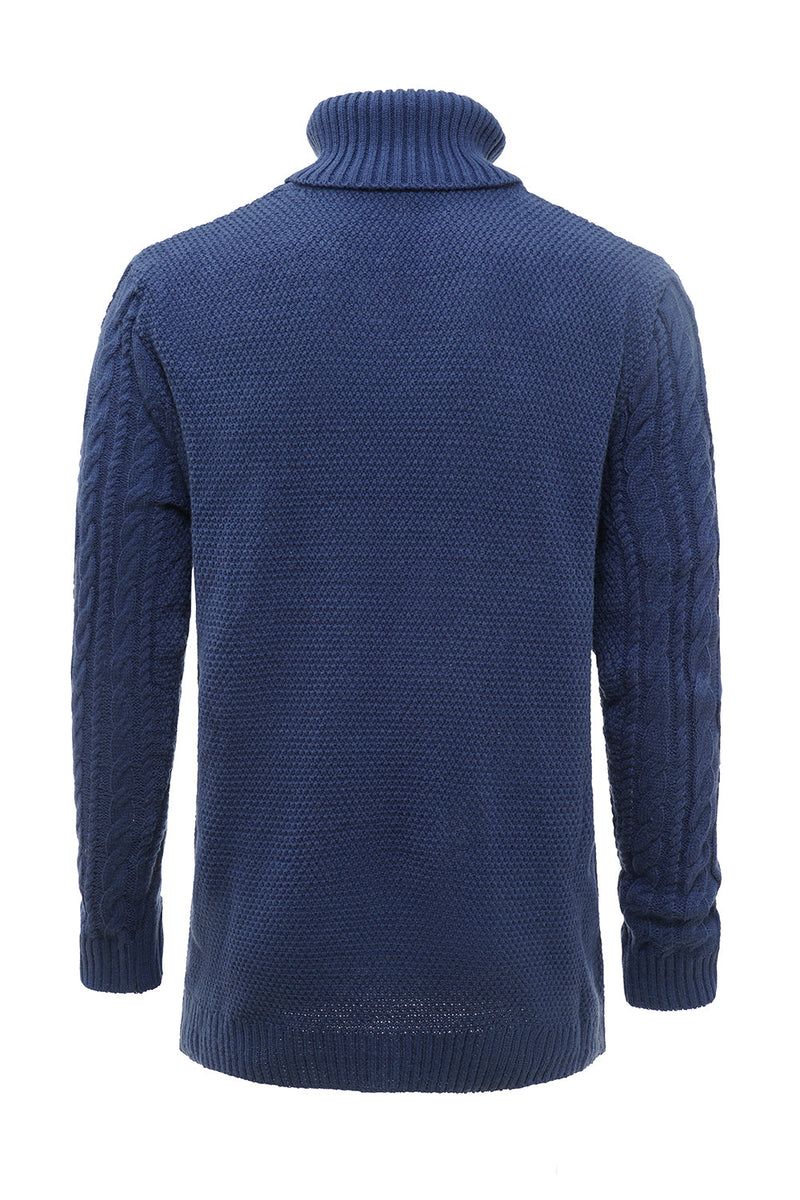 Load image into Gallery viewer, Blue Monk Neck Cable-Knit Men&#39;s Sweater