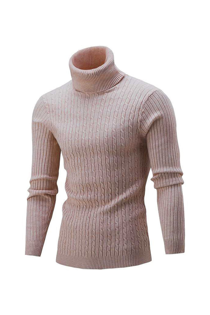 Load image into Gallery viewer, Navy Men&#39;s Slim Fit Turtleneck Casual Twisted Knitted Pullover Sweaters