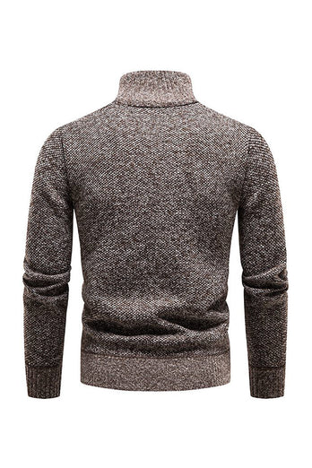 Burgundy Men's Casual Stand Collar Sweater