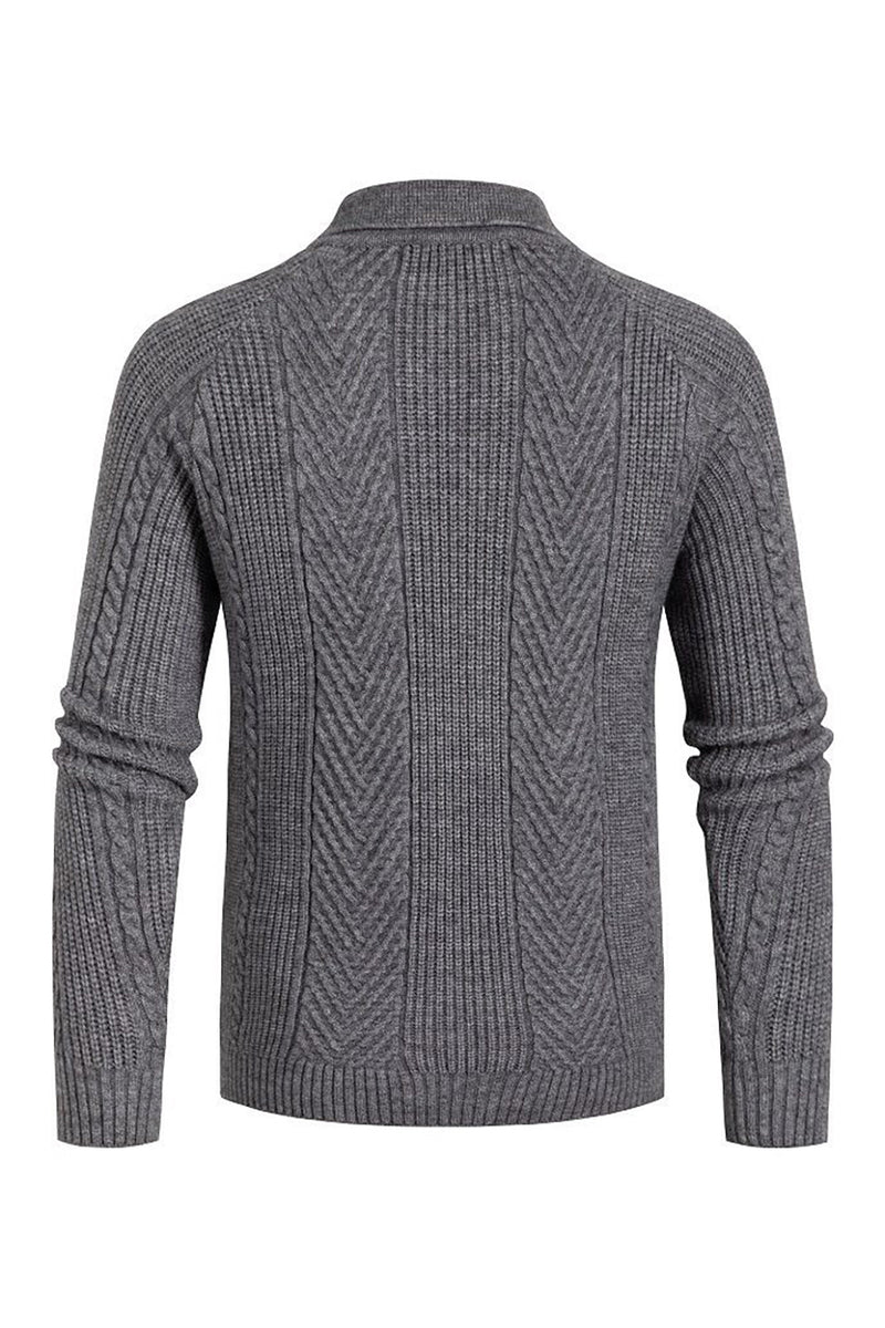 Load image into Gallery viewer, Grey Men&#39;s Casual Stand Collar Pullover Sweater