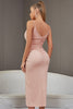 Load image into Gallery viewer, Blush Bodycon Spaghetti Straps Cocktail Dress with Slit