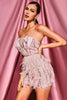 Load image into Gallery viewer, Sheath Sweetheart Pink Short Cocktail Dress with Feathers