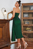 Load image into Gallery viewer, One Shoulder Dark Green Holiday Party Dress with Split Front