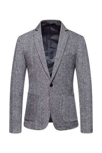 Khaki Tweed One Button Notched Lapel Men's Blazer