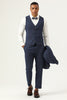 Load image into Gallery viewer, 3 Piece Dark Blue Double Breasted Pinstripe Men&#39;s Prom Suits
