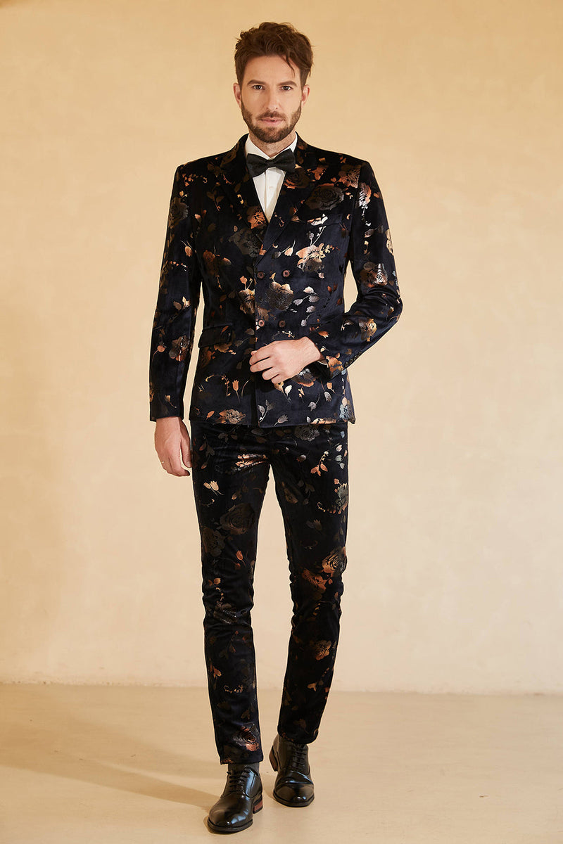 Men Suits Leopard Banquet Double Breasted 2 Pcs Casual Prom Party Blazer  Custom