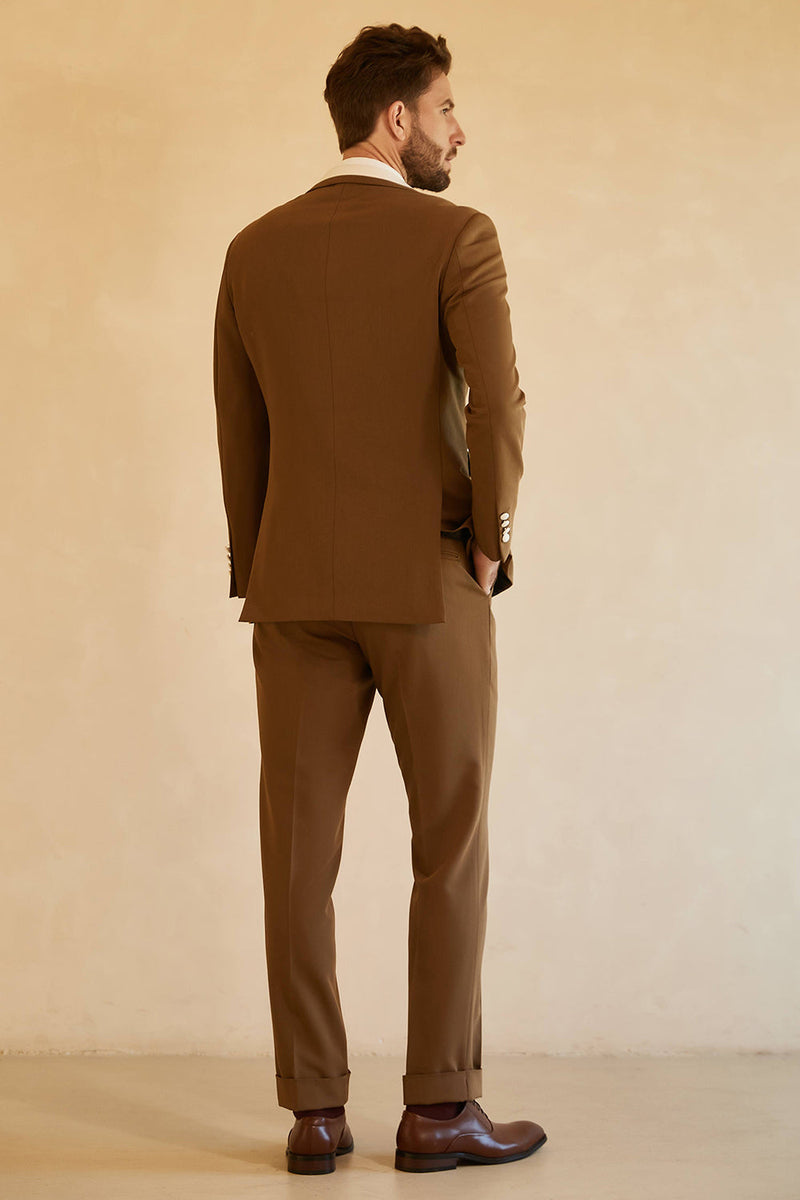 Load image into Gallery viewer, Peak Lapel Single Button Brown Men&#39;s Wedding Suits