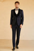 Load image into Gallery viewer, Shawl Lapel One Button Black Wedding Suits For Men