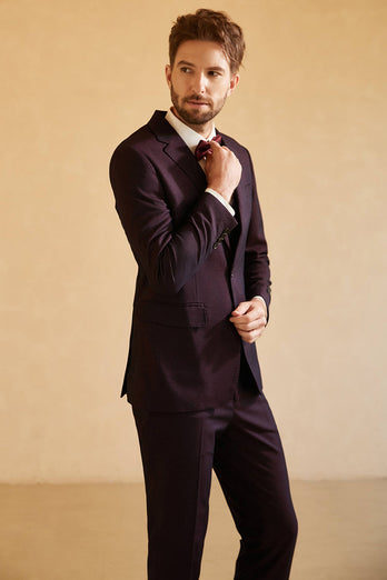 Notched Lapel Single Button Wedding Suit