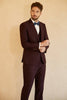 Load image into Gallery viewer, Peak Lapel Single Button Burgundy Men&#39;s Wedding Suit