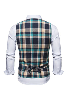 Single Breasted V-Neck Plaid Men's Vest