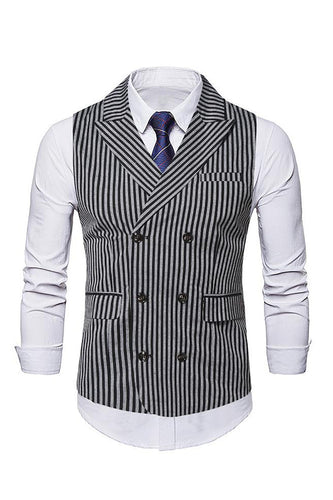 Grey Pinstripe Double Breasted Men's Vest
