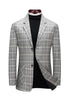Load image into Gallery viewer, Grey Gingham Notched Lapel Men&#39;s Blazer