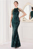 Load image into Gallery viewer, Mermaid Halter Dark Green Sequins Long Prom Dress