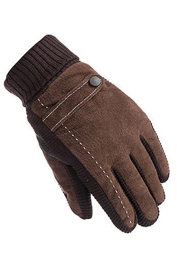 Black Pigskin Fleece Gloves For Men