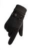 Load image into Gallery viewer, Black Pigskin Buckled Fleece Gloves For Men