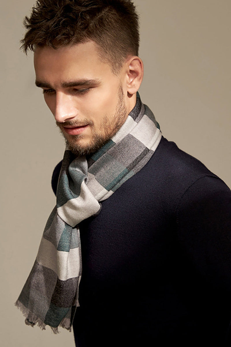 Load image into Gallery viewer, Green Plaid Cashmere Soft Men&#39;s Scarf