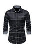 Load image into Gallery viewer, Navy Plaid Print Men&#39;s Casual Long Sleeve Shirt