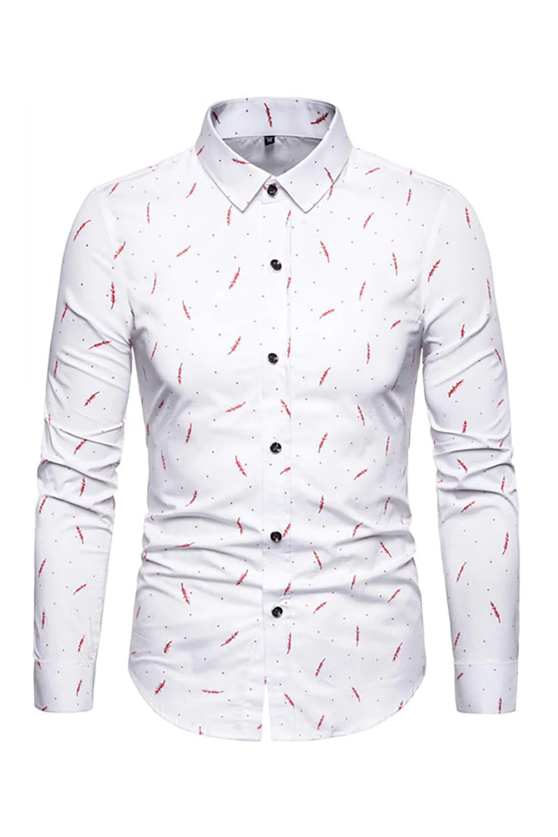 Load image into Gallery viewer, Feather Print Men&#39;s Long Sleeve Plus Size Shirt