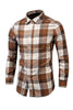 Load image into Gallery viewer, Brown Striped Plaid Plus Size Men&#39;s Shirt