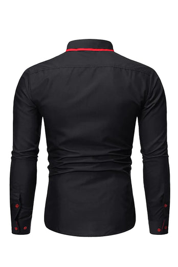 Casual business Navy Color-Block Lapel Men's Shirt