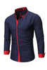 Load image into Gallery viewer, Casual business Navy Color-Block Lapel Men&#39;s Shirt