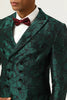 Load image into Gallery viewer, Green Jacquard Double Breasted 2 Piece Men&#39;s Suits