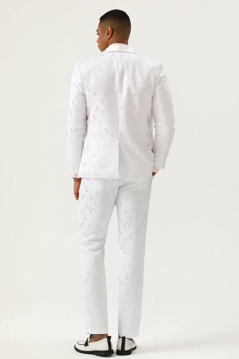 Load image into Gallery viewer, White Jacquard Shawl Lapel 2 Piece Men&#39;s Prom Suits