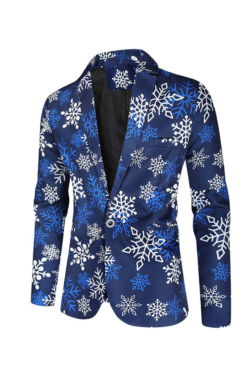 Load image into Gallery viewer, Blue Snowflake Printed 3 Piece Men&#39;s Christmas Party Suits