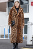 Load image into Gallery viewer, Brown Leopard Notched Lapel Faux Fur Shearling Coat