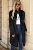 Load image into Gallery viewer, Black Long Faux Fur Shearling Coat with Belt