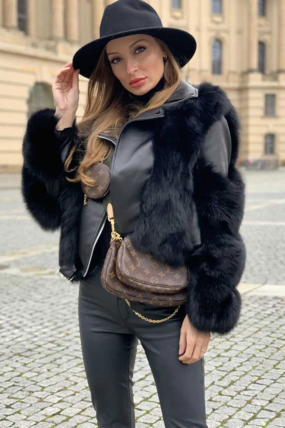 Faux Fur Jacket Veste Fourrure Noire Manteau Court Mango Manteau
