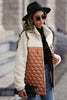 Load image into Gallery viewer, Coffee Patchwork Zipper Leopard Jacket